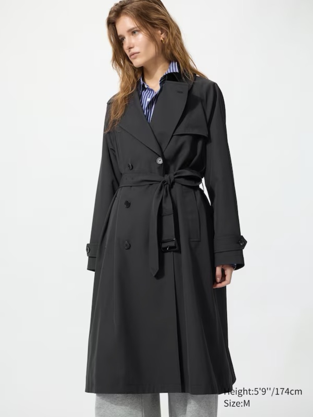 NWT UNIQLO Relaxed Trench Coat Black Size XL